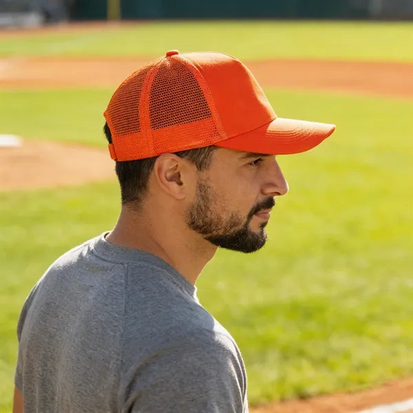 5 Panel Cotton Trucker Hat Mesh Back Baseball Cap