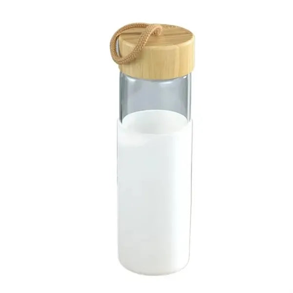 16oz Glass Bottle With Bamboo Lid And Silicone Sleeve