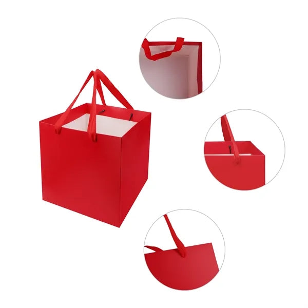 Full Color Matte Laminated Paper Gift Tote Bag 8"x8"x8"