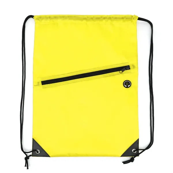 Drawstring Backpack with Front Zip Pocket