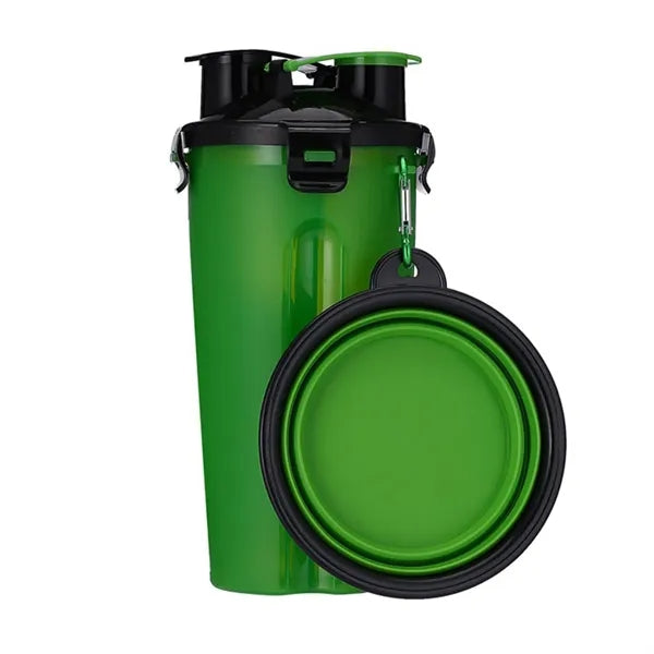 2-in-1 Pet Water Bottle With Food Container And Bowl