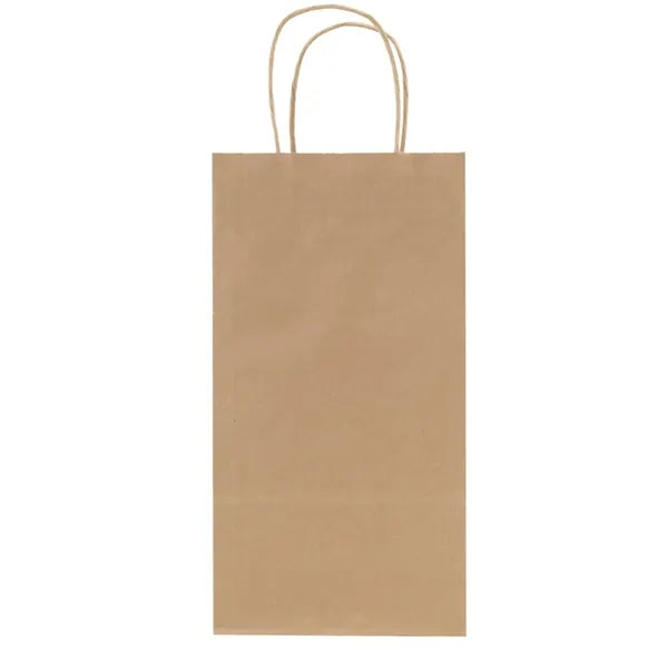 Recycled Natural Kraft Shopping Bag Two Wine Bottle Size