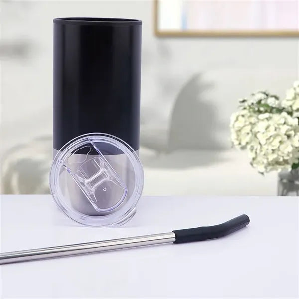 16 oz Stainless Steel Tumbler with Straw