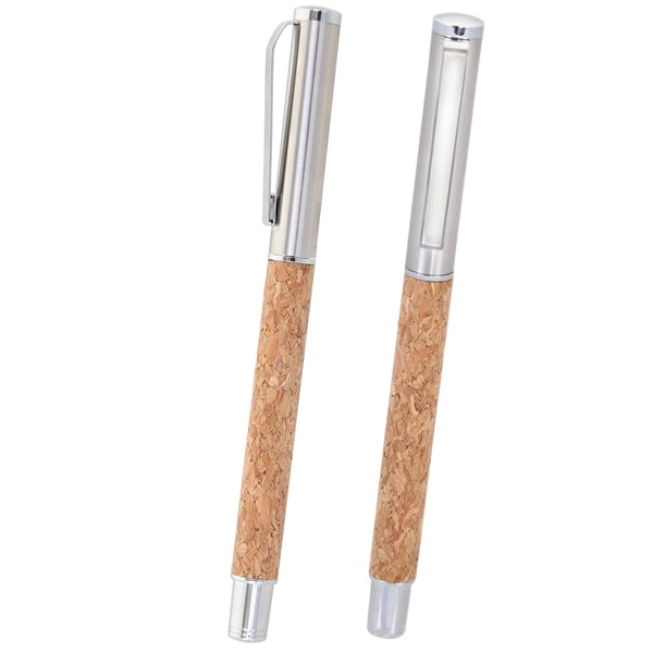 Cork Roller Cap-off Rollerball Pen with Silver Accents