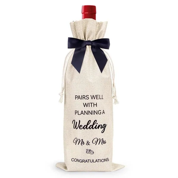Engagement Wedding Champagne Gift Linen Wine Bags