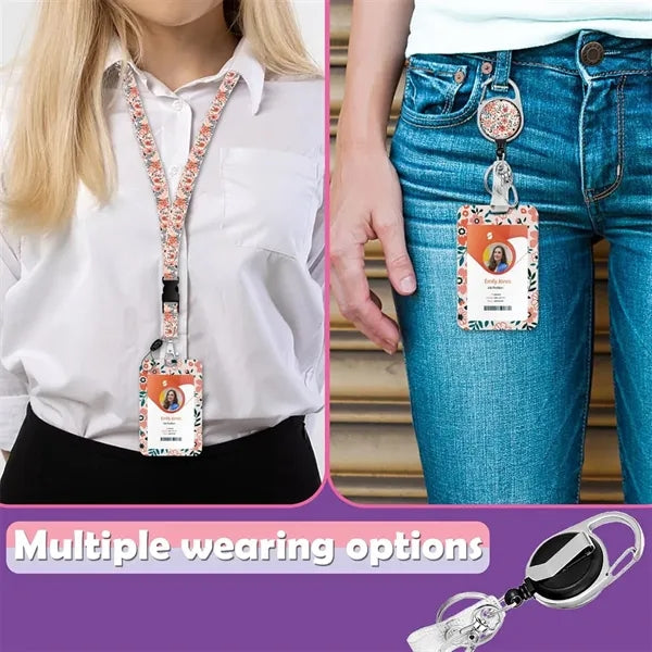 Id Badge Holder With Lanyard And Carabiner Clip