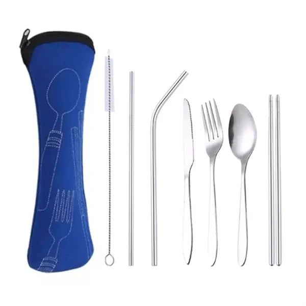 Stainless Steel Cutlery with Neoprene Bag