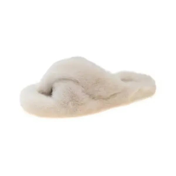 Fluffy Cross Band Slippers