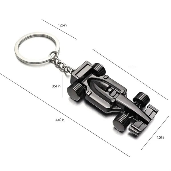 Racing Car Detailed Model Polished Zinc Alloy Keychain