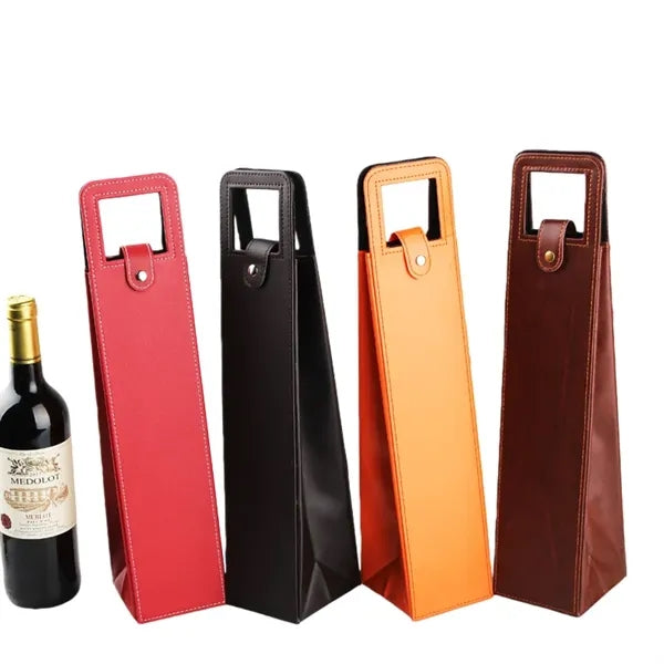 Leather Single Bottle Wine Tote Bag