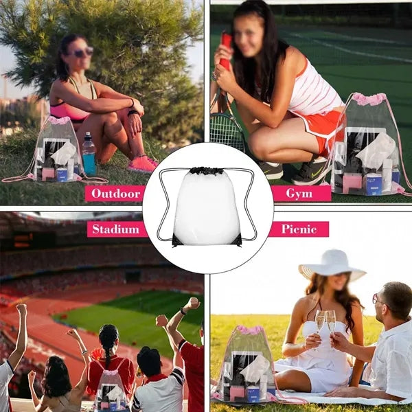 Clear drawstring bag backpack waterproof for stadium beach