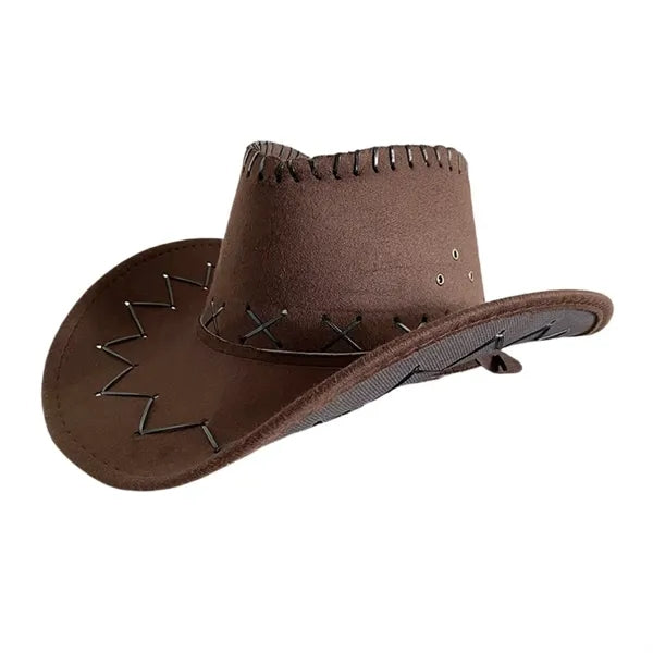 Unisex Faux Suede Leather Western Cowboy Hat