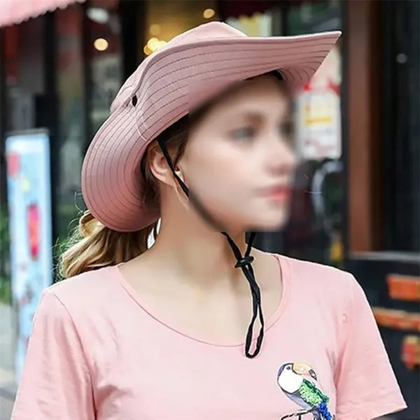 Sun hat wide brim breathable cowboy for fishing hiking