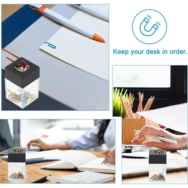 Magnetic paper clip holder dispenser large capacity for desk
