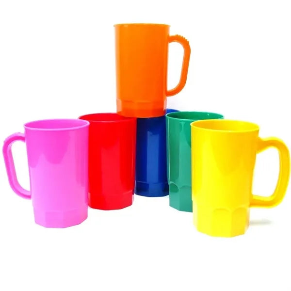 Plastic beer mug with handle multi-color custom for parties