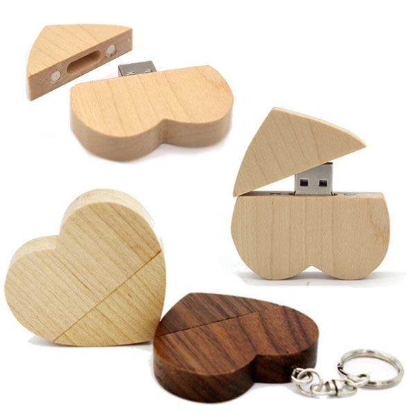 Heart Shape Wooden USB Flash Drive