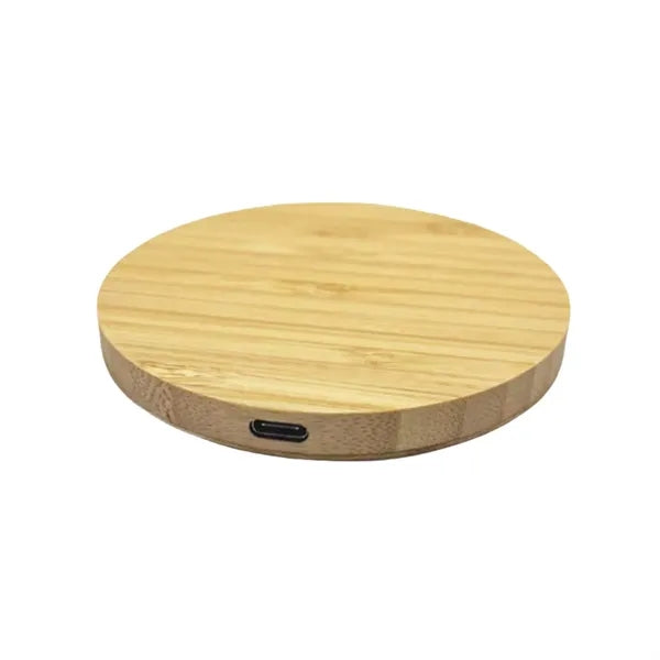 Full-Color 15W Round Wooden Wireless Charging Pad