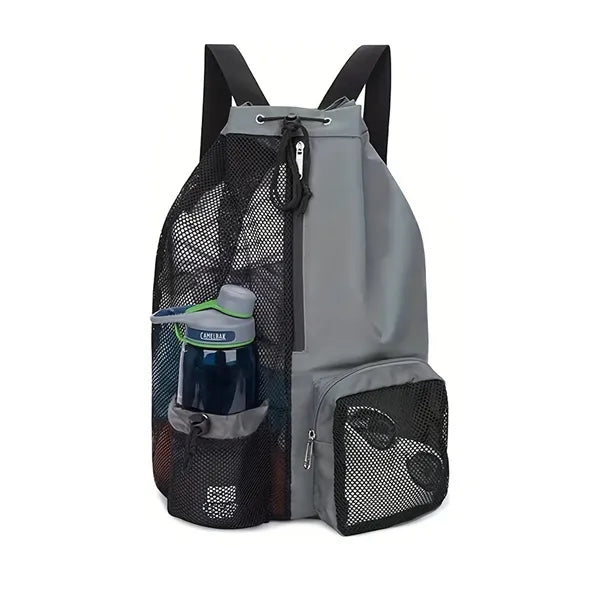 Mesh Drawstring Swim Backpack Beach Bag
