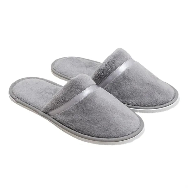 Disposable Thickened Soft Coral Fleece Closed-Toe Slippers