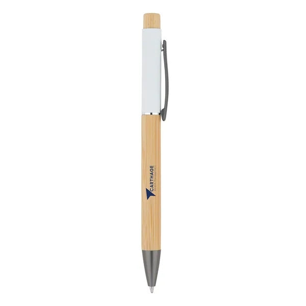 Bamboo Barrel with Gunmetal Clip Pen