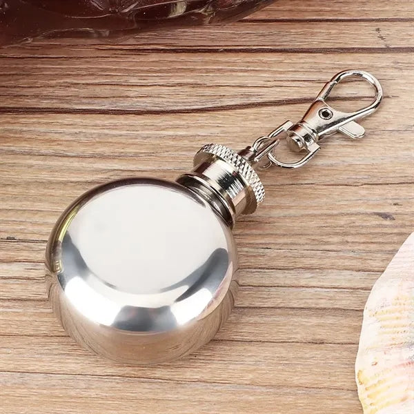 1 oz. Mini Round Stainless Steel Keychain Flask
