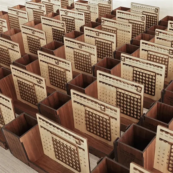 Wooden Desktop Organizer With Calendar And Pen Holder