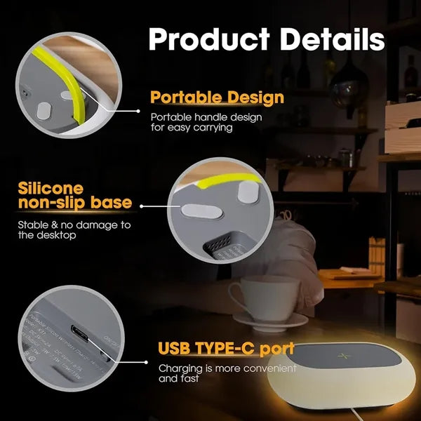 3-in-1 Wireless Charging Camping Lamp With RGB Light