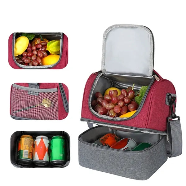 Insulated Lunch Bag for Men Women Double Deck 9L