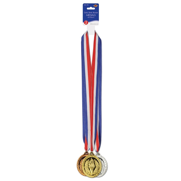 Gold, Silver & Bronze Medals w/Ribbon