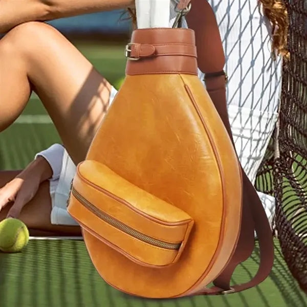 Vintage Leather Tennis Racket Bag with Strap