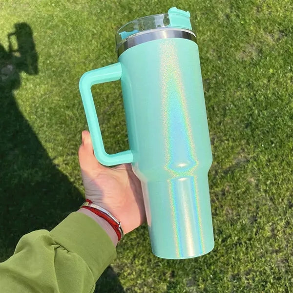40oz Insulated Tumbler with Handle and Straw for Travel Use