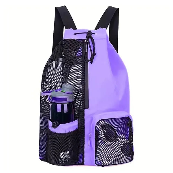 Beach Mesh Drawstring Backpack with Wet Pocket