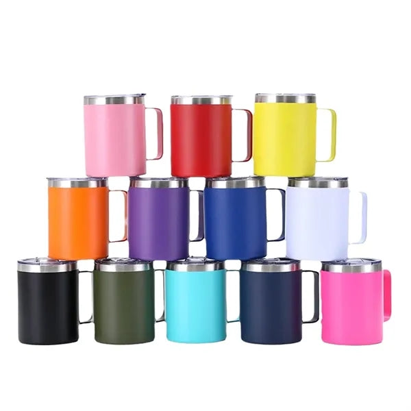 12 Oz Stainless Steel Insulated Mug With Handle And Lid