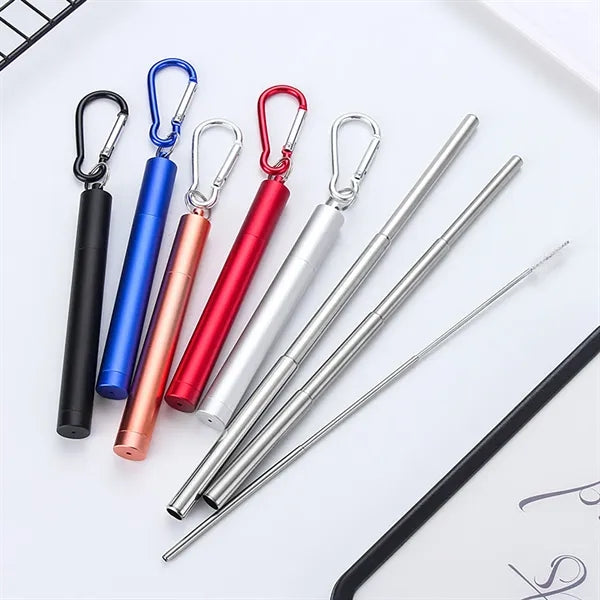 Telescopic Three-section Straw With Storage Sleeve