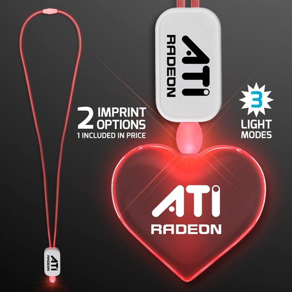 LED Neon Lanyards with Acrylic Heart Pendant