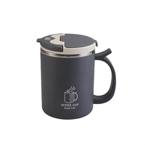 16oz Stainless Steel Coffee Mug with spoon & straw