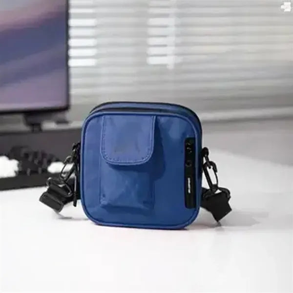 Nylon Crossbody Bag with Front Pocket and Adjustable Strap