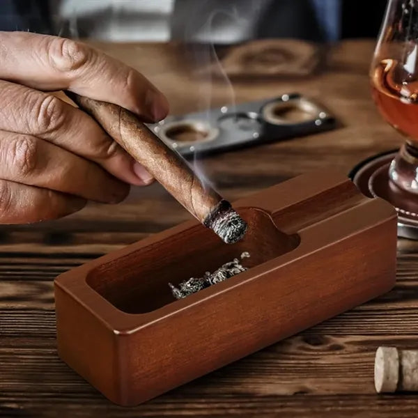 Wooden Cigar Ashtray with Single Rest Slot