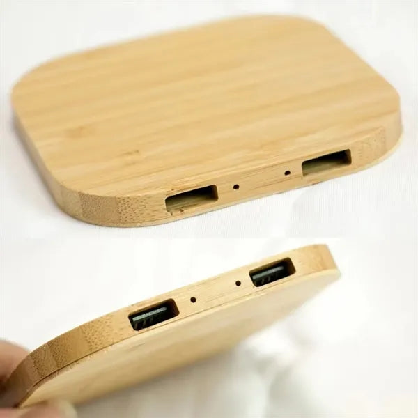 Bamboo Wireless Charger & USB Hub