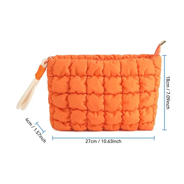 Stylish Pleated Solid Color Puff Cloud Makeup Bag