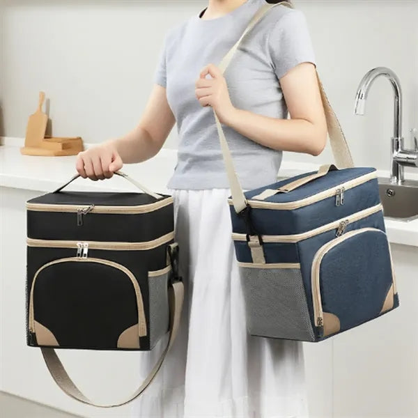 Insulated Picnic Lunch Bag with Double Layer Design