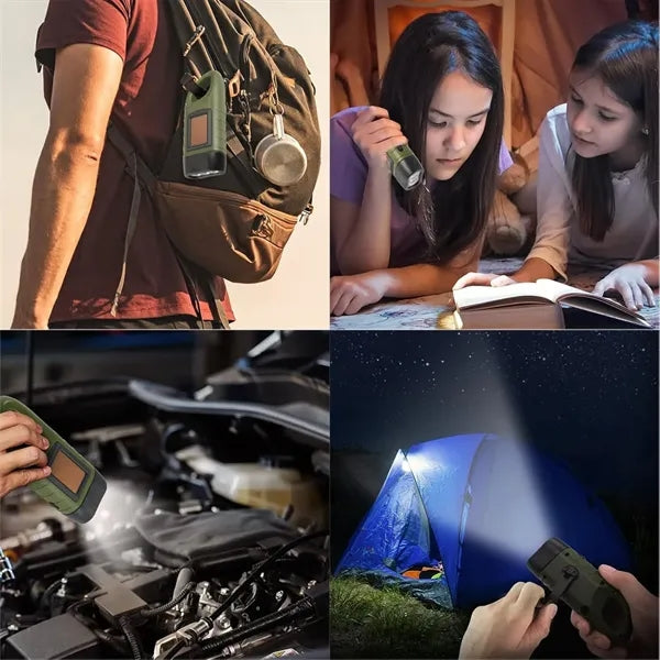 USB Charing Hand Crank Solar Flashlight