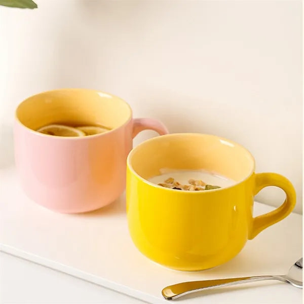 Porcelain Large Oatmeal Mug 20 Ounces Wide Coffee Cup