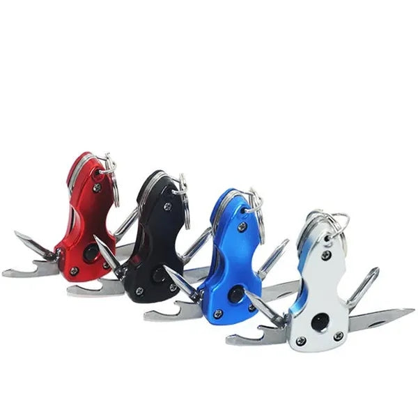5 In 1 EDC Multitool Keychain with LED Knife Screwdriver