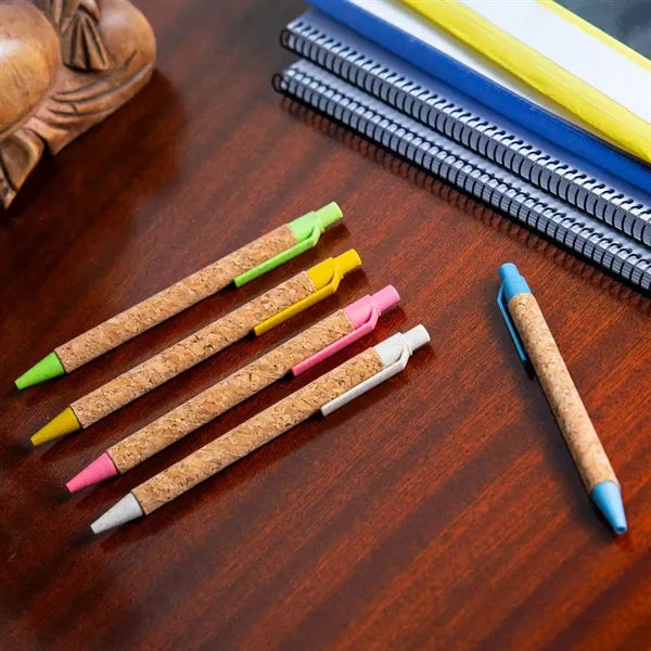Cork Wheat Straw Retractable Ballpoint Pen