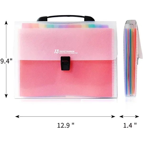 Portable Rainbow 13 Pocket Expanding File Folder