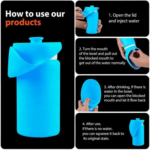 Foldable Silicone Dog Water Bottle