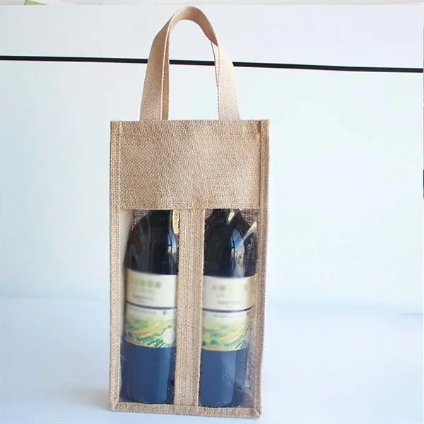 Portable single wine bag eco-friendly jute with handle