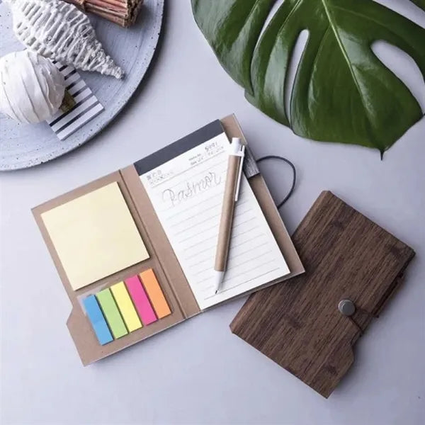 Notebook with Sticky Notes and Pen