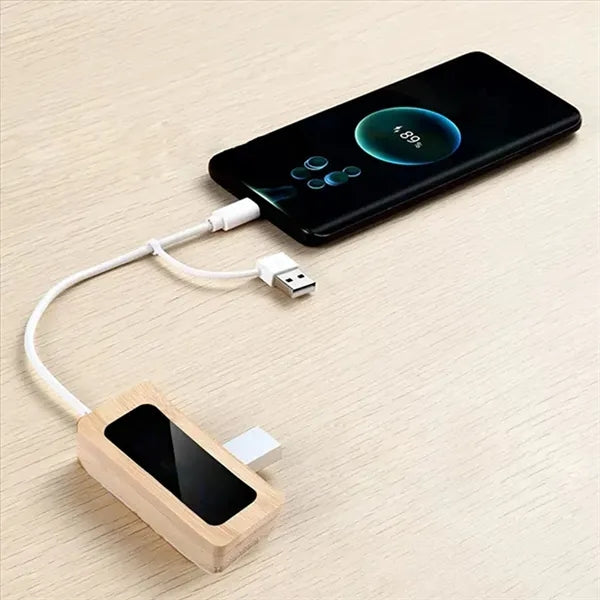 Bamboo USB Hub Desk Organizer With Memo Pad Holder